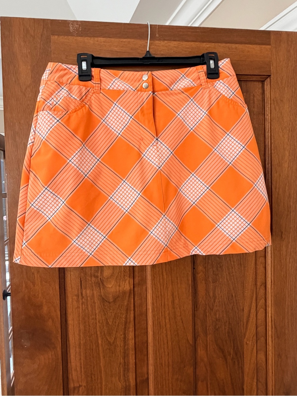 Slazenger Orange and White Plaid Mini Skort